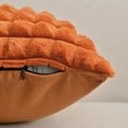 thumbnail image 3 of Burnt Orange Decorative Throw Pillow Covers 20x20 Inch Set of 2,Square Cushion Case,Fluffy Faux Rabbit Fur Plaid & Soft Velvet Back,Modern Home Decor for Couch Bed, 3 of 6