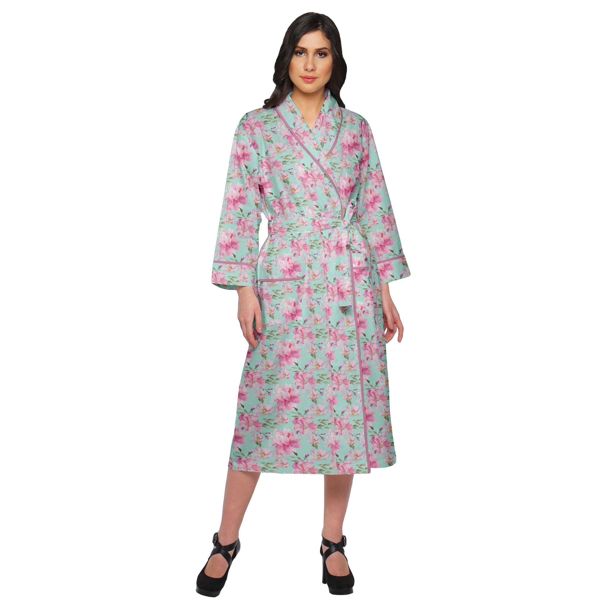 Moomaya Printed Bath Robe Girls Sleepwear Cotton Long Nightwear