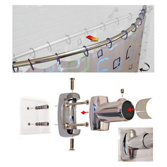 DyGTyX Polished Stainless Steel 5' Curved Premium Shower Rod