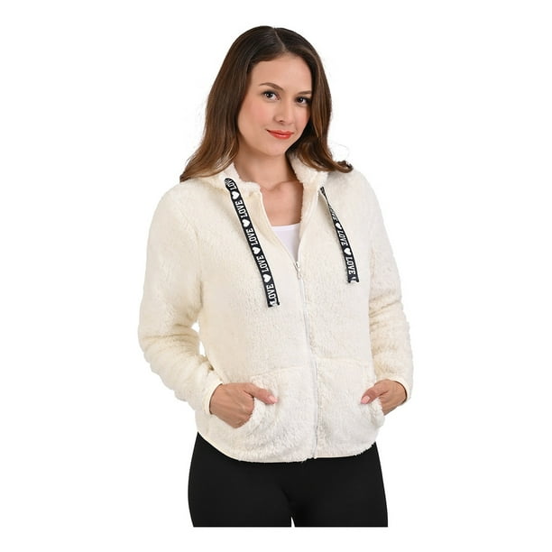 SUDADERA PELUCHE FELPA DAMA INVIERNO CHAMARRA BLANCO