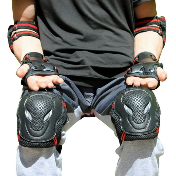Douhoow 6pcs/set Teen Kid Protective Gear Knee Elbow Wrist Pad Guards Skateboard