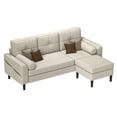 thumbnail image 3 of Uforic Sectional Sofa with Movable Ottoman, Comfy Upholstered L-Shaped Sofa,4-Seat Couch for Living Room, Beige, 3 of 9
