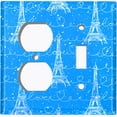 thumbnail image 4 of Metal Light Switch Plate Cover Romantic Paris Eiffel Tower Blue Letter PRS004, 4 of 13