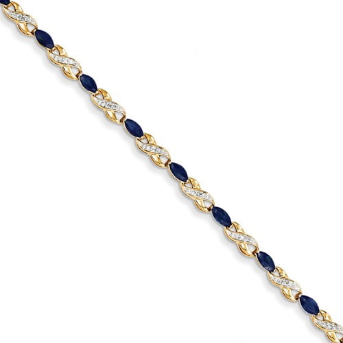 14k Yellow Gold Diamond and Sapphire Bracelet. Carat Wt- 0.15ct. Gem Wt- 2.77ct by Jewelrypot