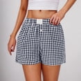 thumbnail image 4 of Wowcloth Fashion Women's Summer Elastic Waist Plaid Shorts with Pockets & Buttons, Comfortable Casual Solid-Like Cotton-Linen Pants, 4 of 7