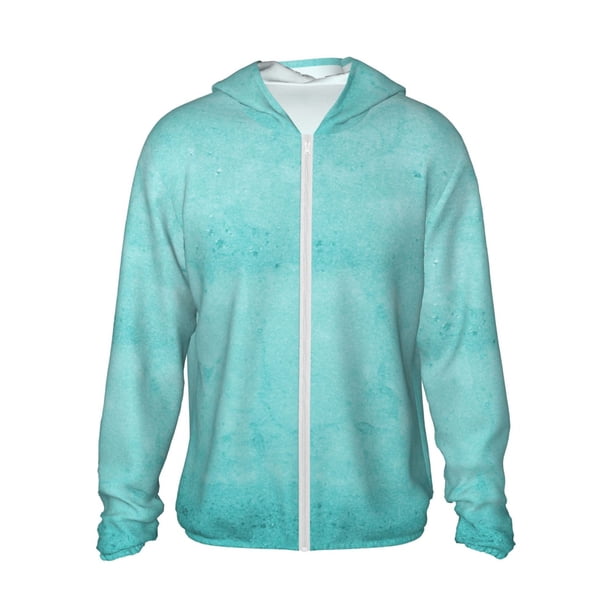 Fotbe Blue And Turquoise Chaqueta con Protección Solar UPF 50+ para Hombre y Mujer, Camisa con Capucha y Bolsillos-XX-Large