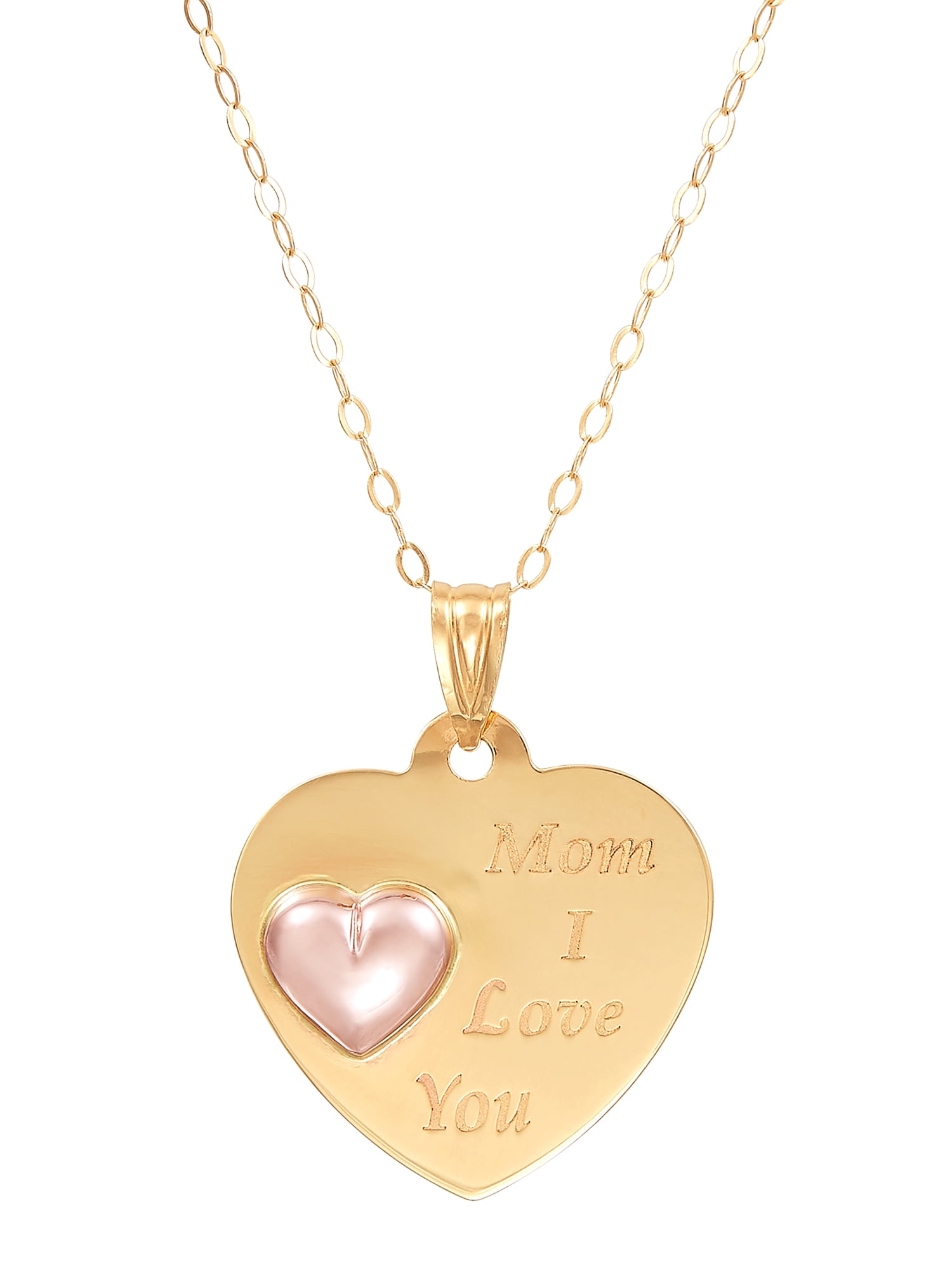 Brilliance Fine Jewelry 10K Gold "Mom I Love You" Heart Disk Pendant