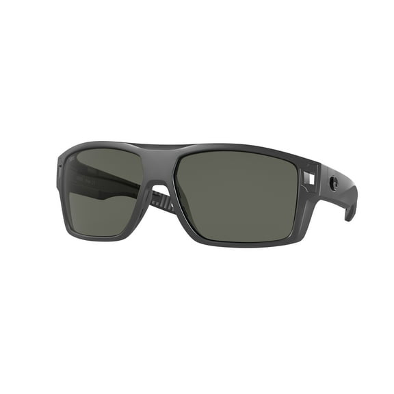 Costa Del Mar Men's Diego Polarized Rectangular Sunglasses, Matte Grey/Grey Polarized-580G, 62 mm
