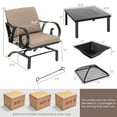 thumbnail image 2 of Gymax 5PCS Cushioned Patio Dining Set Heavy-Duty Rocking Chairs with 4-in-1 Fire Pit Table, 2 of 7