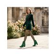 thumbnail image 6 of BLISSFUL STEP Women's Ankle Boots Butterfly Rhinestone Strap Chunky Heels Pointed Toe Boots Green 9.5, 6 of 6