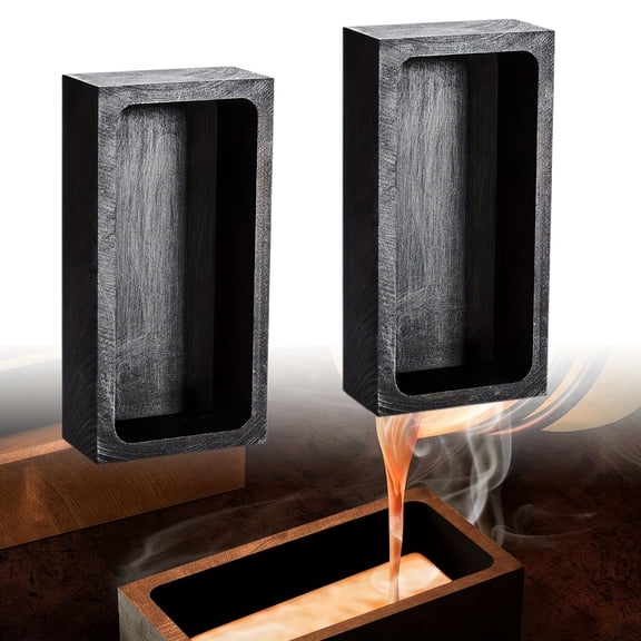 Graphite Crucible Mold for Metal Casting, 2-Piece 4x2x1 Inch Ingot Mould Set, Perfect for Gold Silver Copper Aluminum Melting