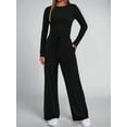 thumbnail image 4 of Trendy Fall Women'S Suit Long-Sleeved Solid Color Casual Suit Leisure Black XL, 4 of 8