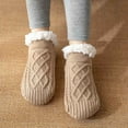 thumbnail image 2 of HAiming Women's Cable Knitted Socks Winter Thicken Fleece Lined Warm Slipper Socks Casual Cozy Indoor Non-slip Socks, 2 of 5