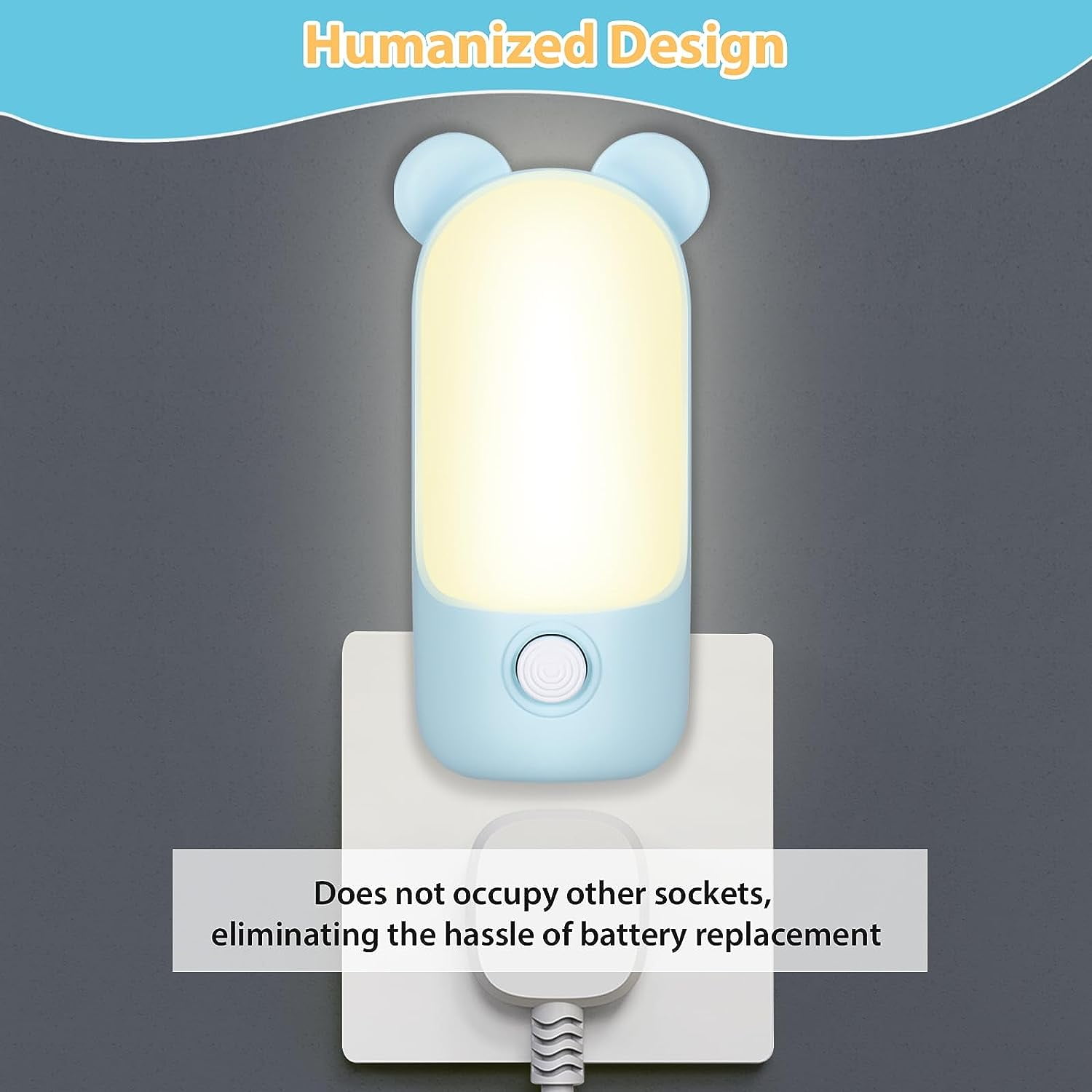 Night Light Electric Socket, Children's Night Light with 2 Modes, LED Breastfeeding Night Lamp for Bedroom Decoration, Baby Wall Night Light for Stairs/Hallway/Kitchen