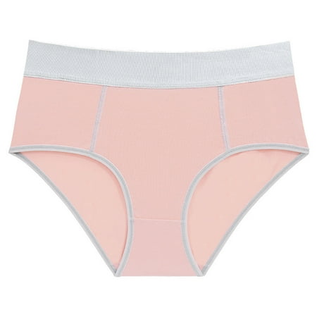 

Qcmgmg Solid Cotton Briefs Underwear for Women Breathable Tummy Control High Waisted Seamless Panties Pink M