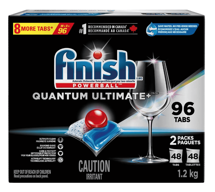 Finish Quantum Ultimate Plus Dishwasher Detergent, Pack of 96 Tablets – Powerful Cleaning for Dishes