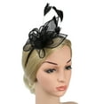 thumbnail image 2 of Baberdicy Hair Clips Women's Elegant Hat Strap Flower Feather Party Hat Hair Clip Headband Accessory Fascinators Hats for Women Black, 2 of 5