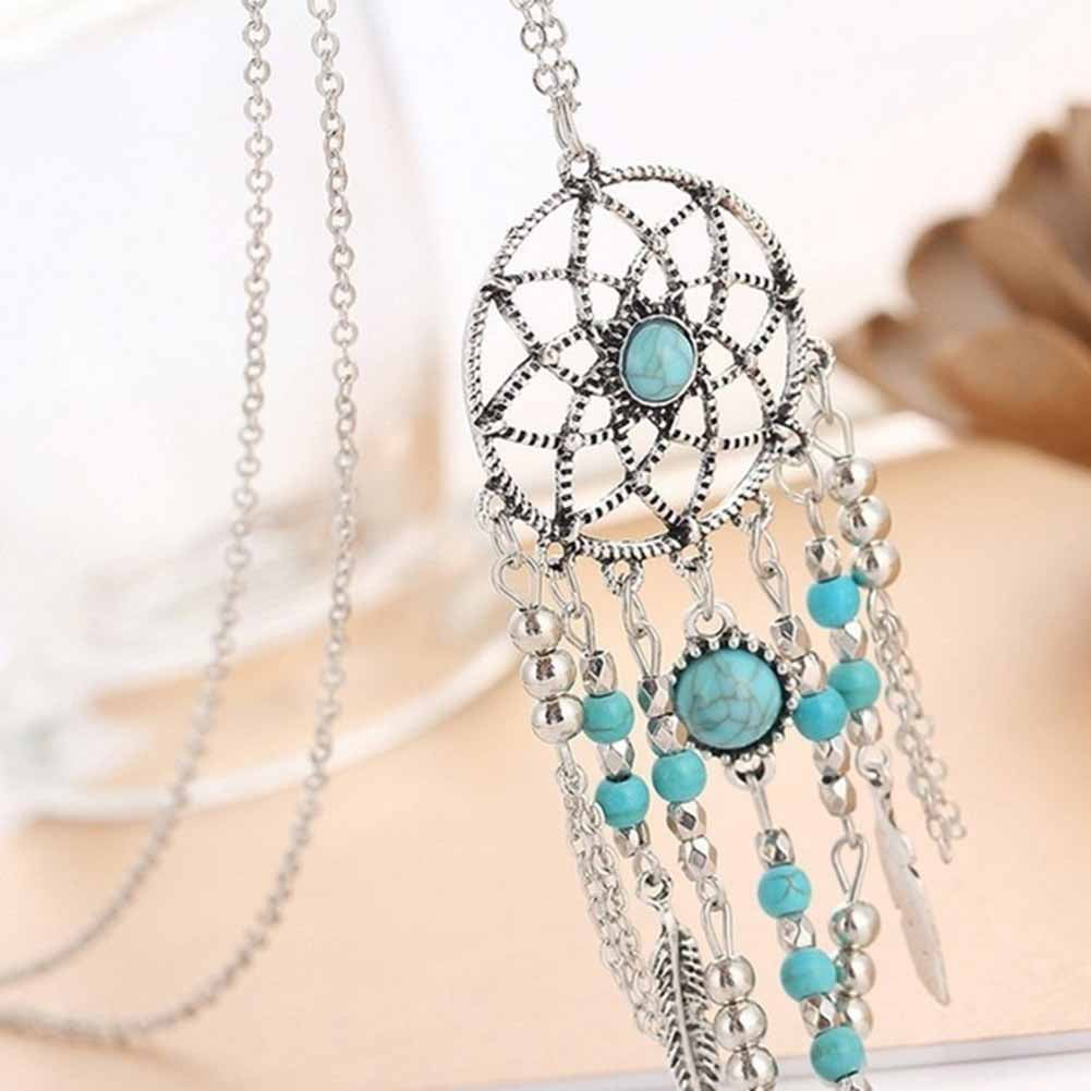 Zeus Dreamcatcher Feather Turquoise Tassel Chain Necklace Women Jewelry | Walmart Canada