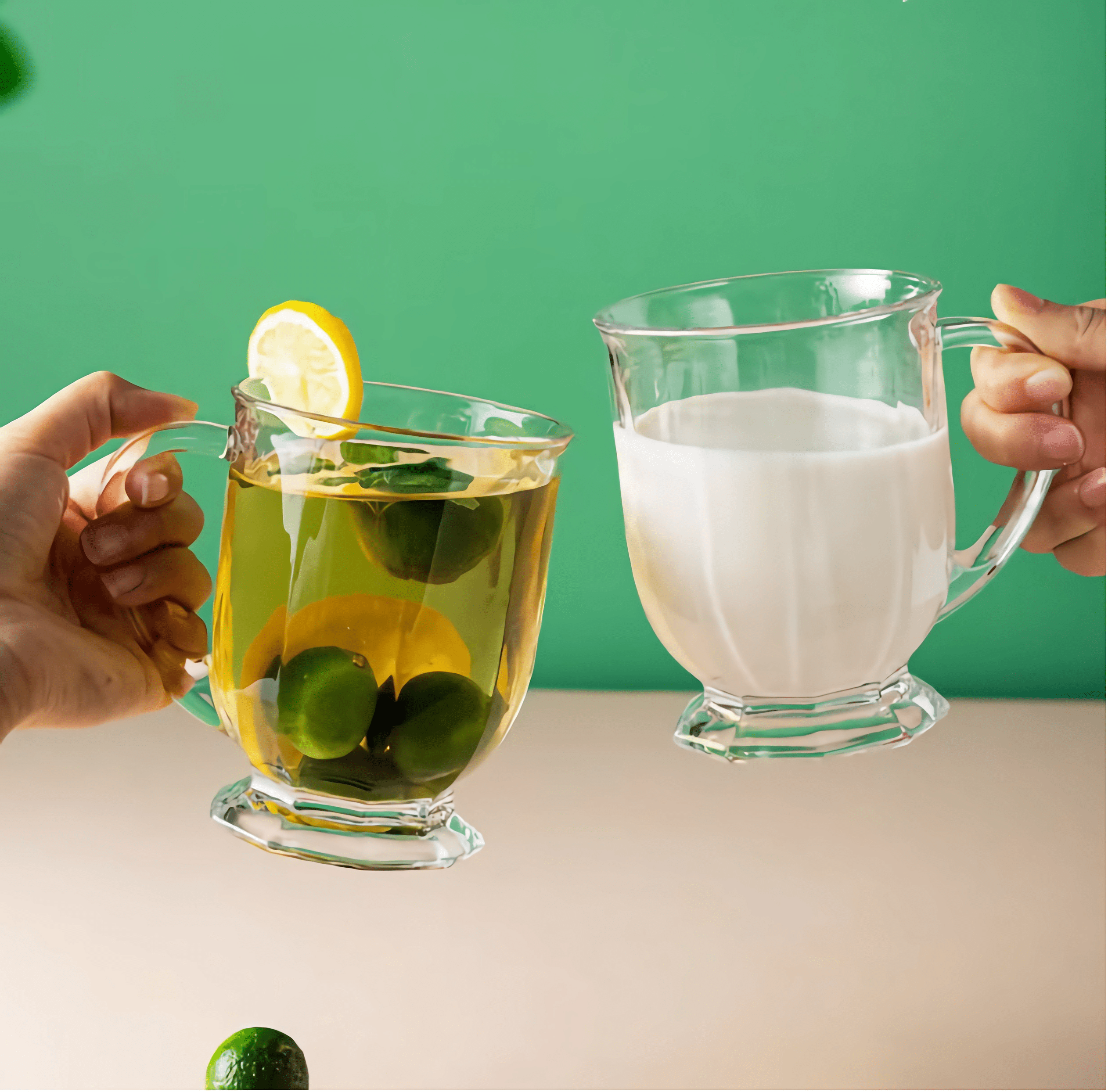 2 Pack Clear Drinking Glasses Set ,500ML Glass Coffee Mugs with Heavy Base,Glass Cup Drinkware for Beverage,Juice,Latte Cups, Cocktails, Wine, Beer,Espresso Coffee,Tea