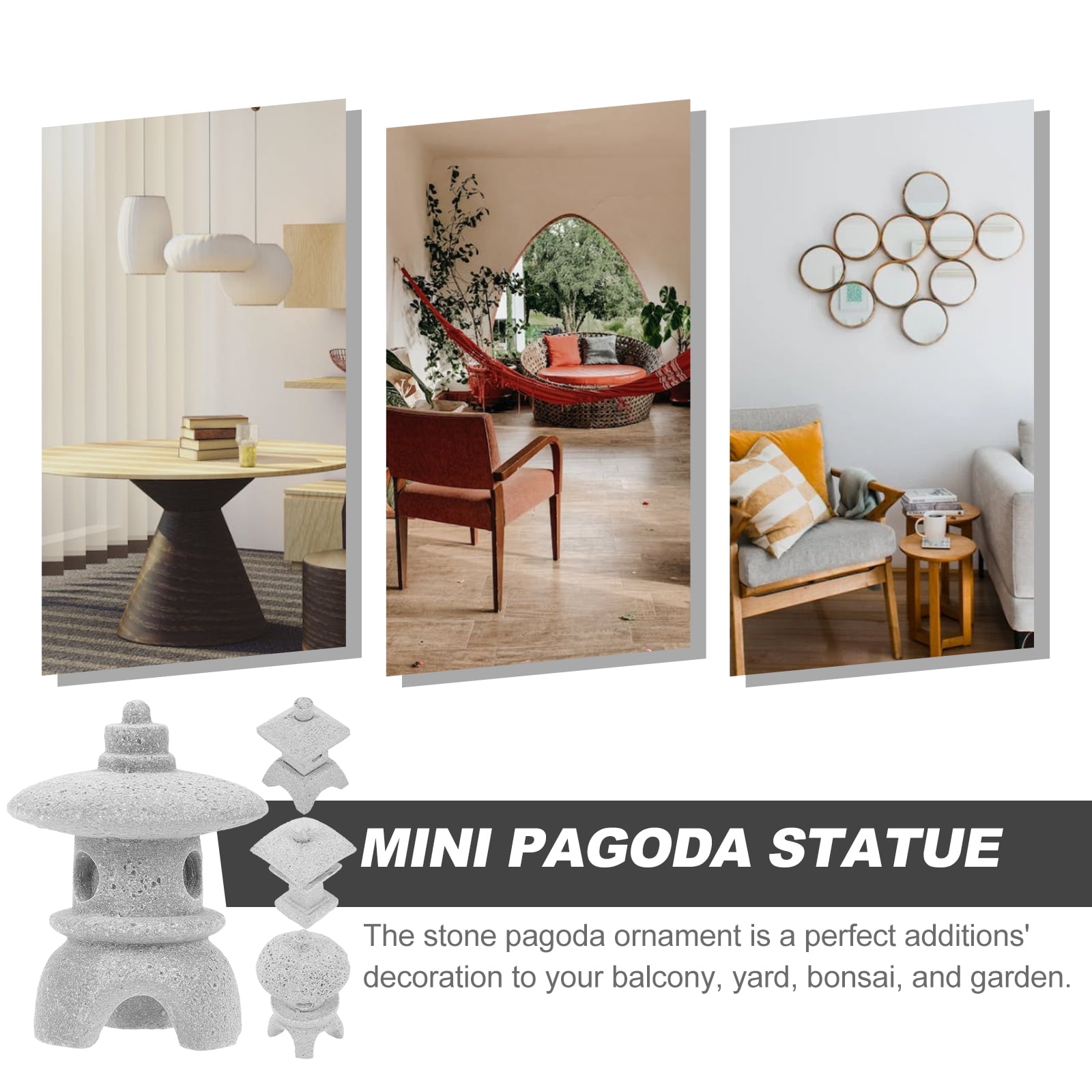 4pcs Sandstone Pagoda Mini Statue Stone Lantern Japanese Style Pagoda Lantern Yard Bonsai Decoration