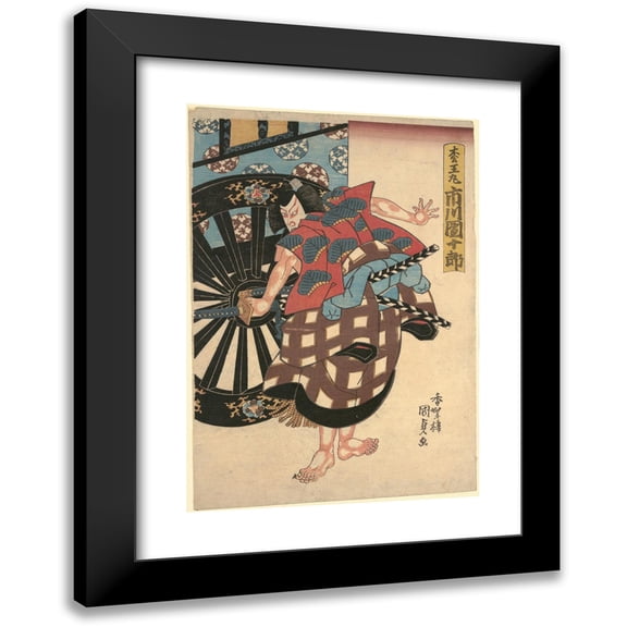 Utagawa Kunisada (Toyokuni III) 11x14 Black Modern Framed Museum Art Print Titled - The Actor Onoe Kikugoro in the Role of Sakuramaru (ca. 1830)