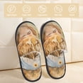 thumbnail image 2 of Fotbe Girl Hugging Dog Flowers Pantuflas Peludas para Mujer con Estampado, Zapatillas de Peluche, Zapatos de Invierno para Casa, Uso Interior y Exterior-Medium, 2 of 8