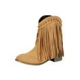 thumbnail image 2 of Viluyesy Mid Calf Boots for Womens, Trendy Tassel Chunky Heels Round Toe Fall Winter Suede Boots Brown, 2 of 9