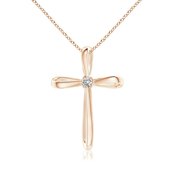 ANGARA Natural Twisted Cross Pendant with Diamond in 14K Rose Gold for Women (Size-2.4mm| Color-I-J| Clarity-I1-I2) | April Birthstone, Anniversary, Jewelry Gift for Women | Natural Diamond Necklace