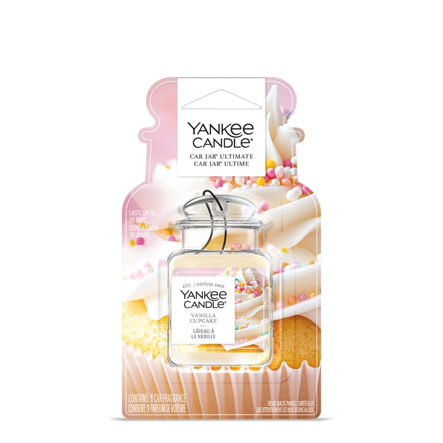Yankee Candle Car Jar Ultimate Air Freshener, Vanilla Cupcake - Neutralizes Odours Up To 30 Days