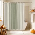 thumbnail image 5 of Sage Green Striped Shower Curtain Set - Standard 72" x 72" Washable Bathtub Curtain with 12 Hooks, Farmhouse Beige Stripes Vintage Rustic Waterproof Fabric Stall Shower Curtains for Bathroom Décor, 5 of 8