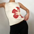 thumbnail image 3 of Tank Tops for Women Y2K Floral Graphic Tank Tops Sleeveless Crew Neck Tank Tops (White 6), 3 of 5