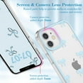 thumbnail image 6 of Case for iPhone 12, Clear Cute Ribbon Bowknot Aesthetic Phone Case with Charm Bracelet Chain Raised Camera Protection Stylish Soft Durable TPU Protective Cover for Women Girls - Blue, 6 of 18