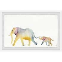 Marmont Hill Mom And Baby Elephant Framed Wall Art, 45.00" x 1.50"