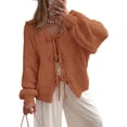 thumbnail image 1 of Suéter PRETTYGARDEN con Lazo Frontal, Tejido Grueso, Rojo Ladrillo, Talle S, 1 of 8