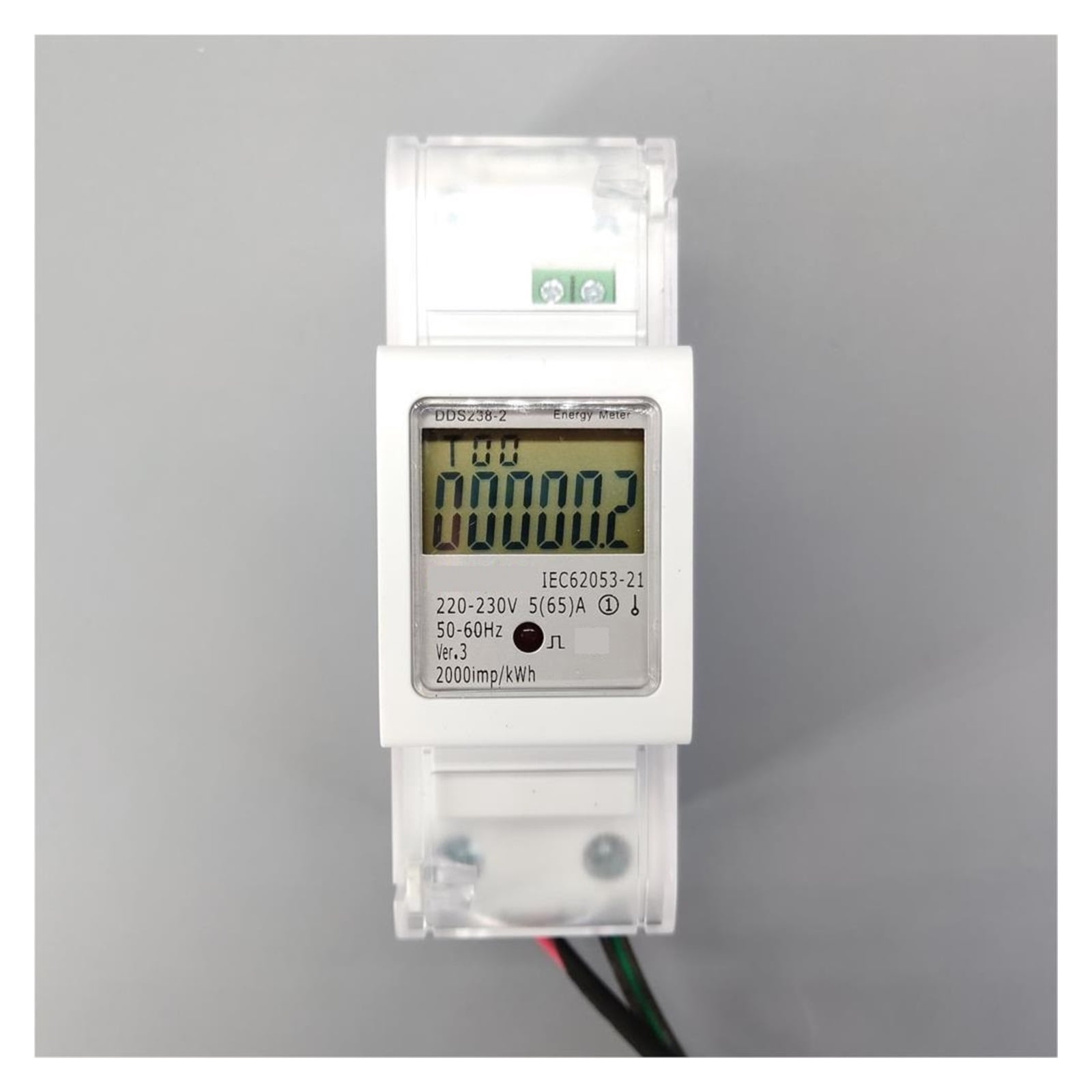 5(65)A Single Phase Din Rail KWH Watt Hour Din-rail Energy Meter LCD Power Consumption Monitor Monitor KWh Meter Wattmeter ,Overload Protection