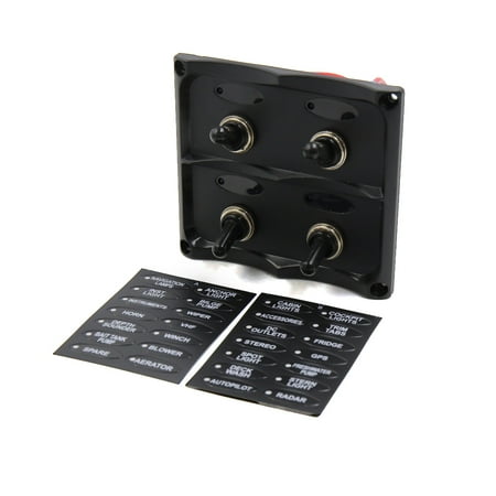 Gang Fuse Panel - Black Plastic 4 Gang Car Toggle Switch Panel Blue LED Indicator Fuses 12V
