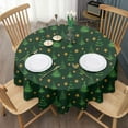 thumbnail image 3 of Dark Green Christmas Tree and Star Pattern Round Tablecloth 60"x60",Wrinkle Wipeable Table Cloth for Kitchen Dining Room Picnic Patio Party, 3 of 6