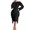 Black, variant on Njagoc3 Womens Long Sleeve V - Neck Asymmetrical Hem Two - Piece Set, Stylish Party & Date Outfit, Bodycon Clubwear