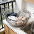 thumbnail image 4 of Grey Large Plastic Laundry Basin With Built-In Ribbed Scrubbing Board And Clear Water-Repellent Material For Hand Washing And Soaking 13.39X12.8X3.94In 0.855Lb, 4 of 7