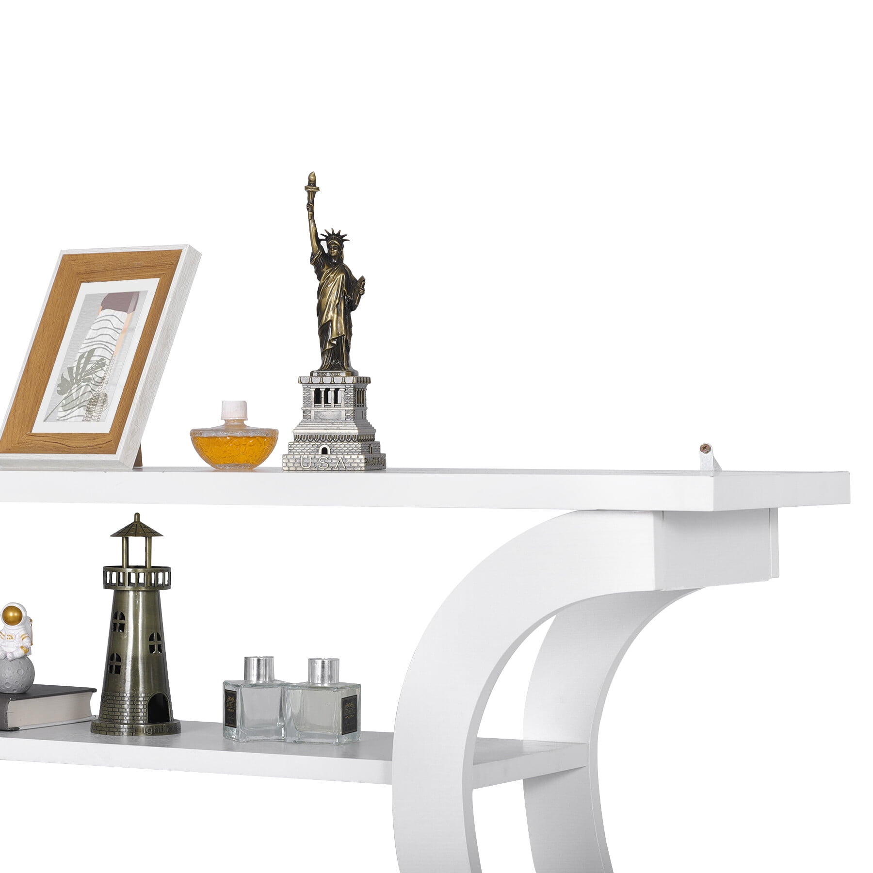 ZENY 47" Accent Console Table Simple Style 3 Tier Shelves Sofa Side Table Entryway, White