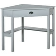 thumbnail image 2 of HOMCOM Corner Desk, Triangle Computer Desk with Drawer and Storage Shelves for Small Spaces, Home Office Workstation for Living Room, or Bedroom, Grey, 2 of 9