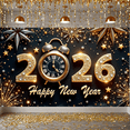 thumbnail image 6 of Golden Sparkling New Year Banner Firework Design 2026 Display Studded Clock Element Happy New Year Backdrop for New Year Party 2026 Celebration NYE Event, 6 of 9