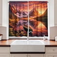 thumbnail image 3 of Ambesonne Lake Kitchen Curtains, Lonely Boat Mountain Landscape, 55"x45", Olive Green and Burnt Sienna, 3 of 3