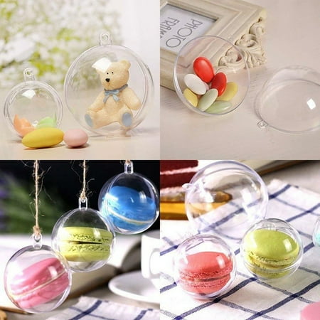 20Pcs Clear Plastic Balls Christmas Decoration Baubles Sphere Fillable Xmas Tree Ornament Transparent Ball Home