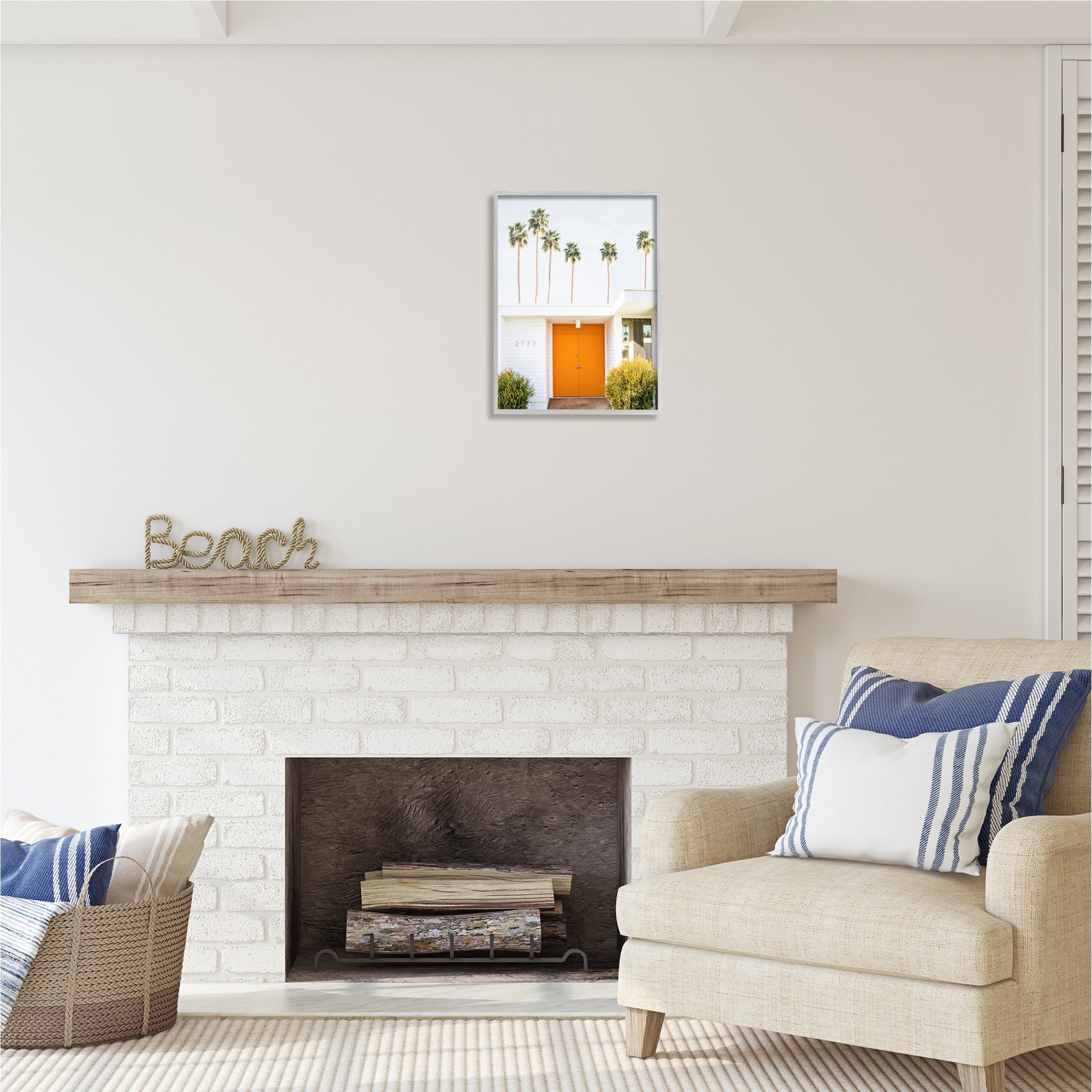 Stupell Industries Palm Springs Orange Door Botanical & Floral Photography Gray Framed Art Print Wall Art, 16 x 20