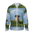 thumbnail image 2 of Uemuo Elephant Dog Pattern Women's Full Zip UPF 50+ Sun Protection Hoodie Jacket Long Sleeve Sun Shirt Hiking Outdoor Performance with Pockets-3X-Large, 2 of 9