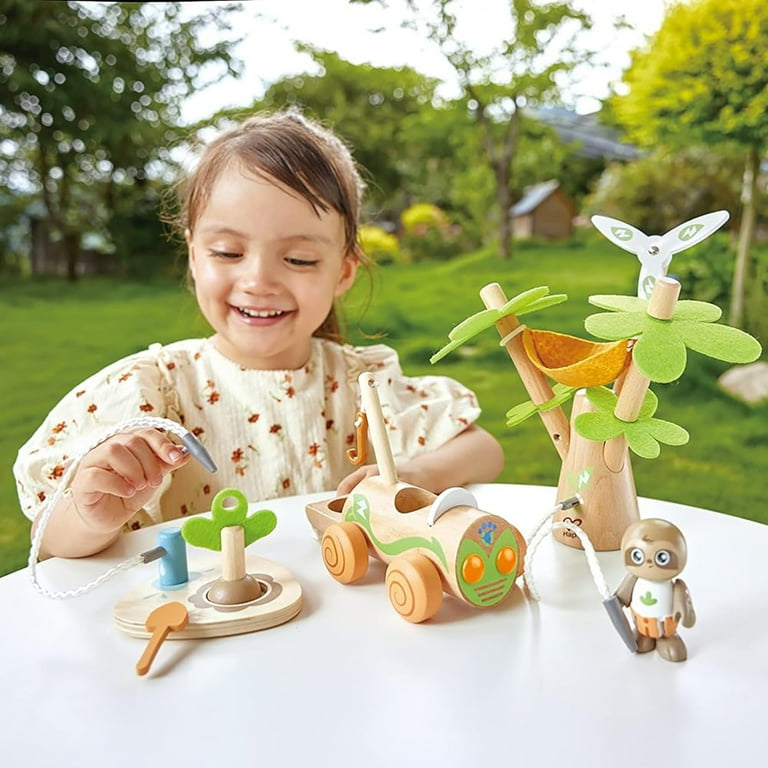 Hape: Tree Planting E-Car - 10pc Wooden Toy Set, Electric Wind
