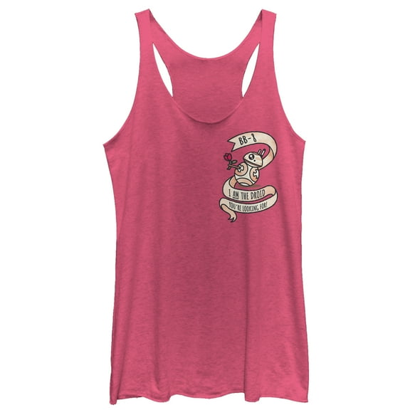 Women's Star Wars The Force Awakens Valentine BB-8 Droid of Your Dreams Racerback Tank Top Pink Heather Large