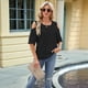 thumbnail image 4 of Blusa de Verano de Corta con Hombros Descubiertos y Encaje Acampanado para Mujer Negro XL, 4 of 10