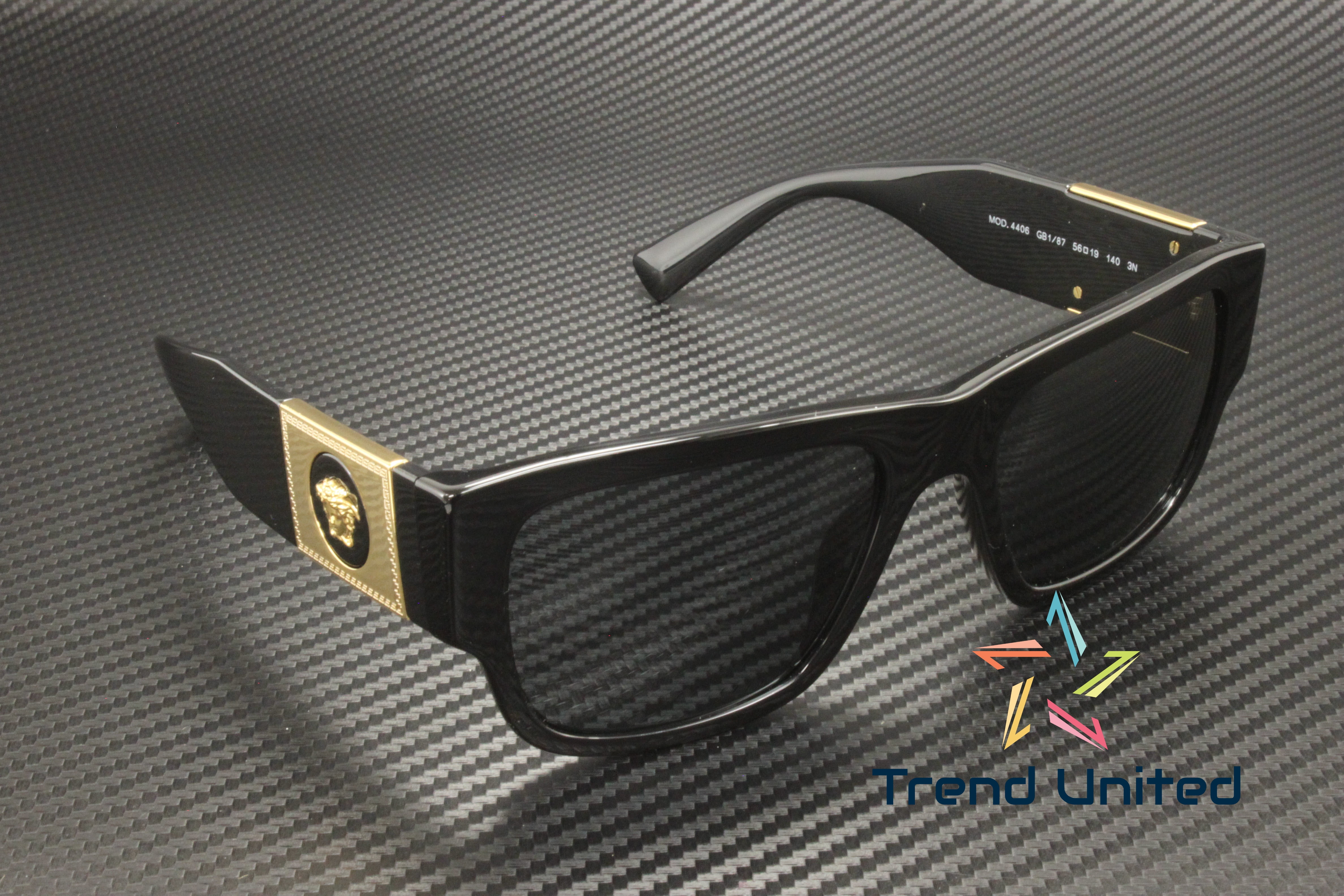 Versace Dark Gray Rectangular Men's Sunglasses VE4406 GB1/87 56 Optical